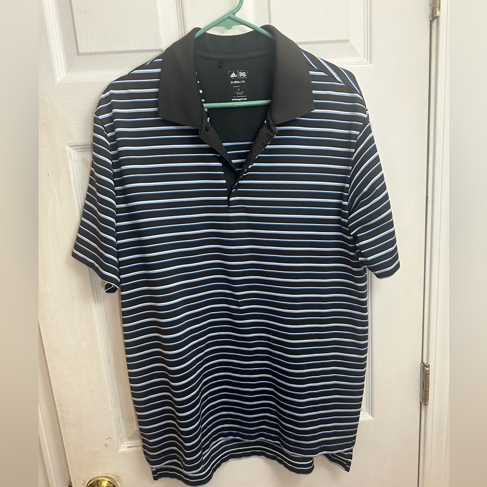 Men's Adidas Black Striped Polo Golf Shirt